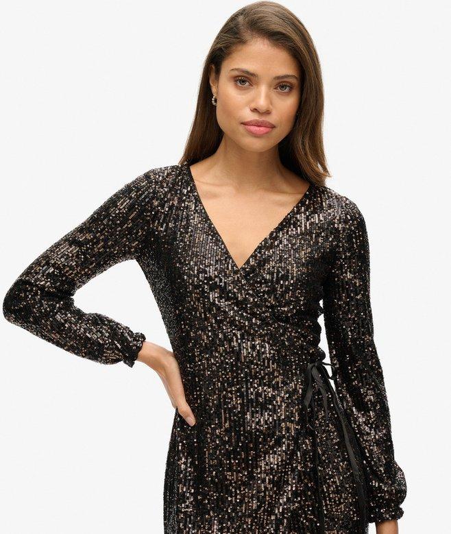 Superdry Vestido Largo Cruzado Sequin