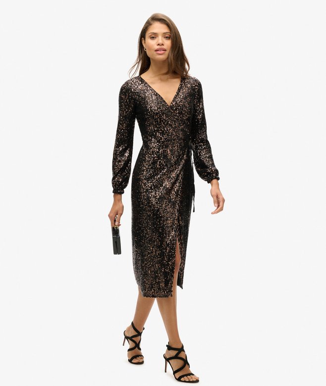 Superdry Vestido Largo Cruzado Sequin