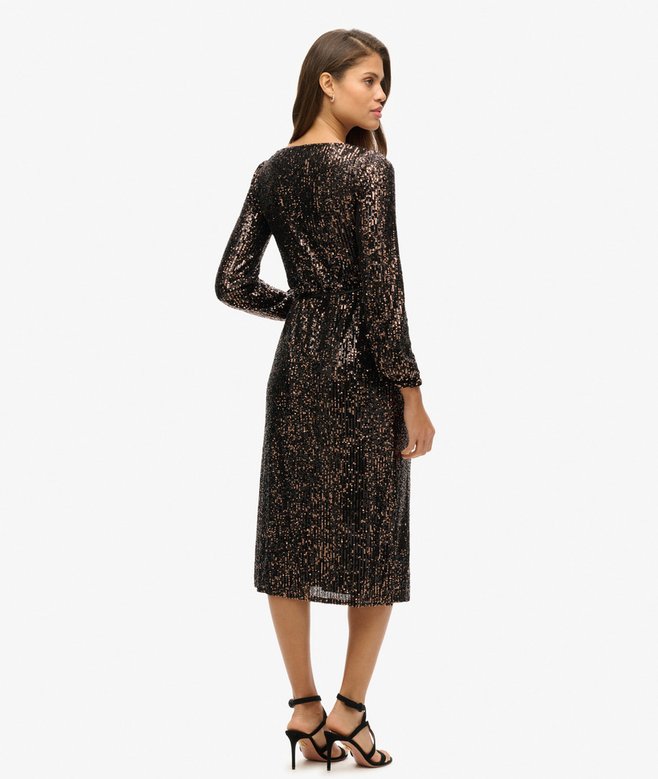 Superdry Vestido Largo Cruzado Sequin