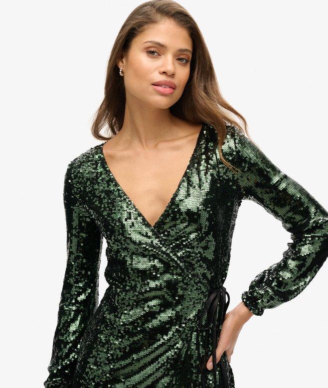 Superdry Vestido Largo Cruzado Sequin