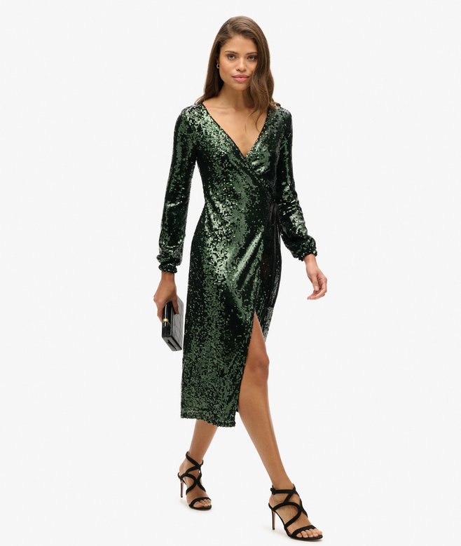 Superdry Vestido Largo Cruzado Sequin