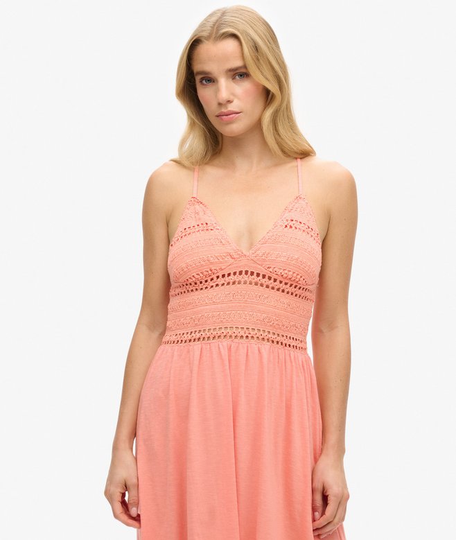 Superdry Vestido Largo De Encaje De Punto