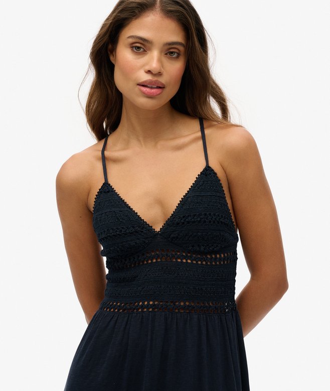 Superdry Vestido Largo De Encaje De Punto