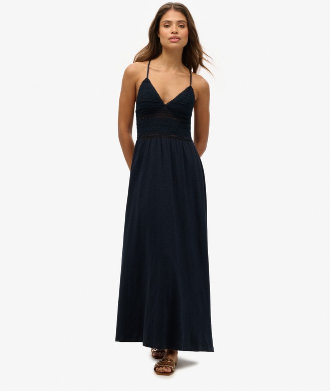 superdry Vestido largo de encaje de punto