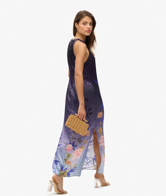 Superdry Vestido Largo De Satén Estampado