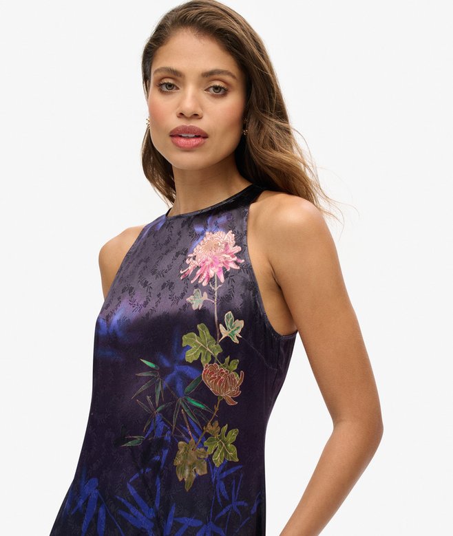 Superdry Vestido Largo De Satén Estampado