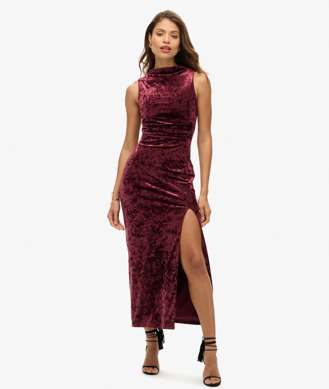 Superdry Vestido Largo De Terciopelo