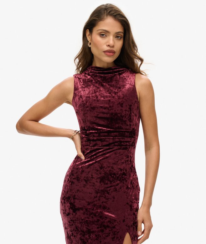 Superdry Vestido Largo De Terciopelo