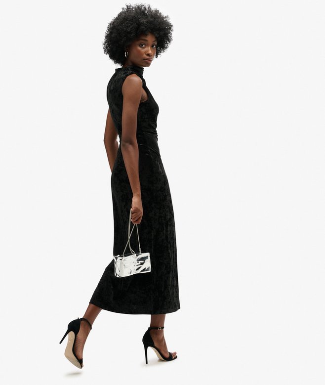 Superdry Vestido Largo De Terciopelo