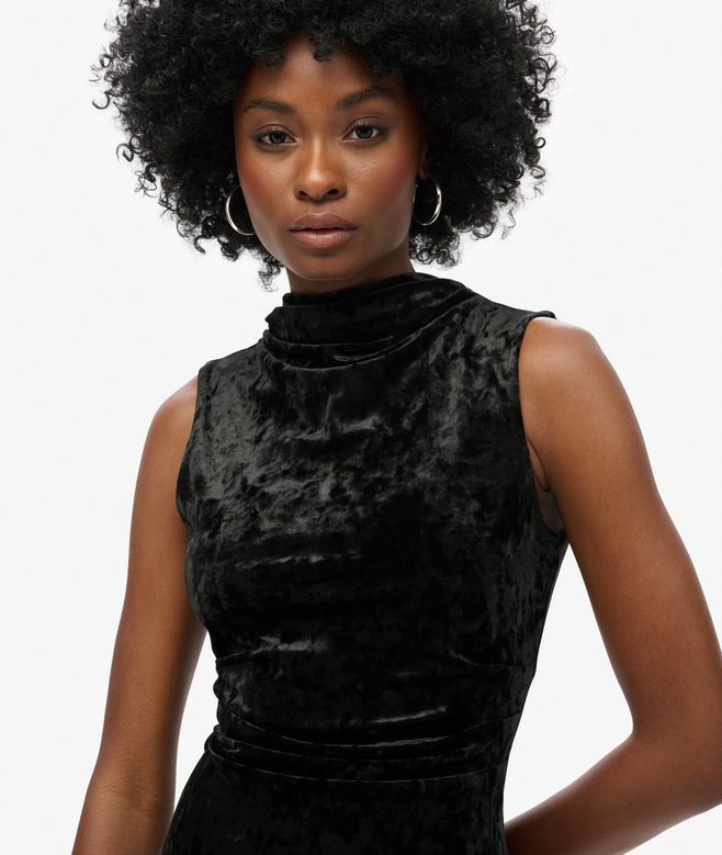 Superdry Vestido Largo De Terciopelo