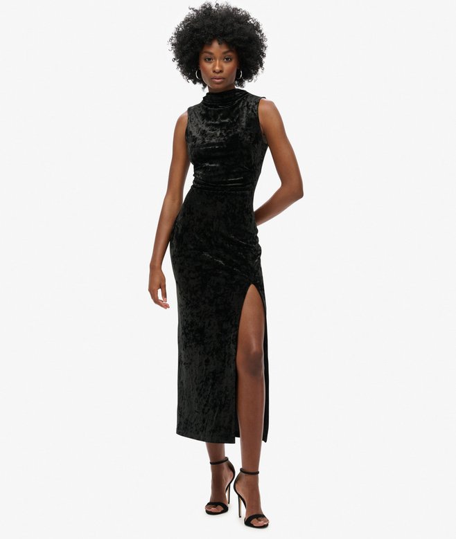 superdry Vestido largo de terciopelo