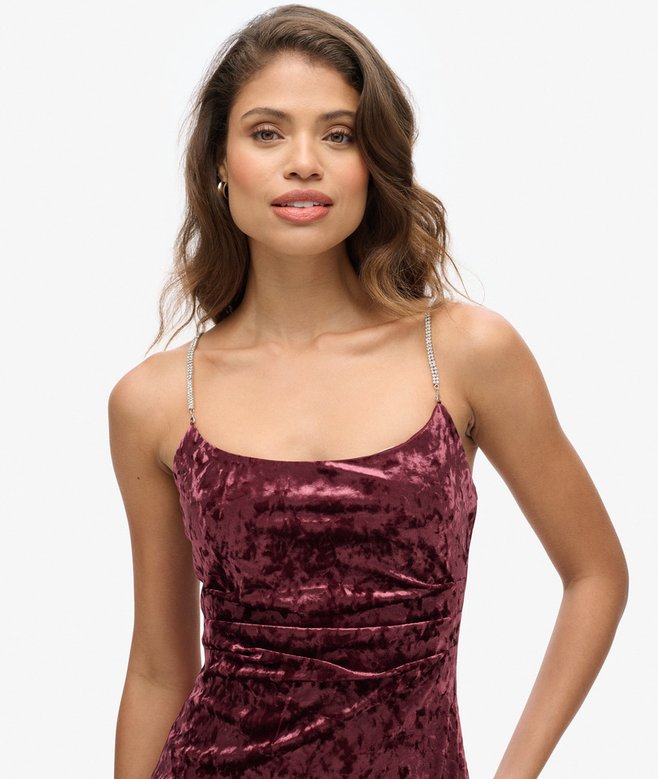 Superdry Vestido Largo De Terciopelo Diamonte