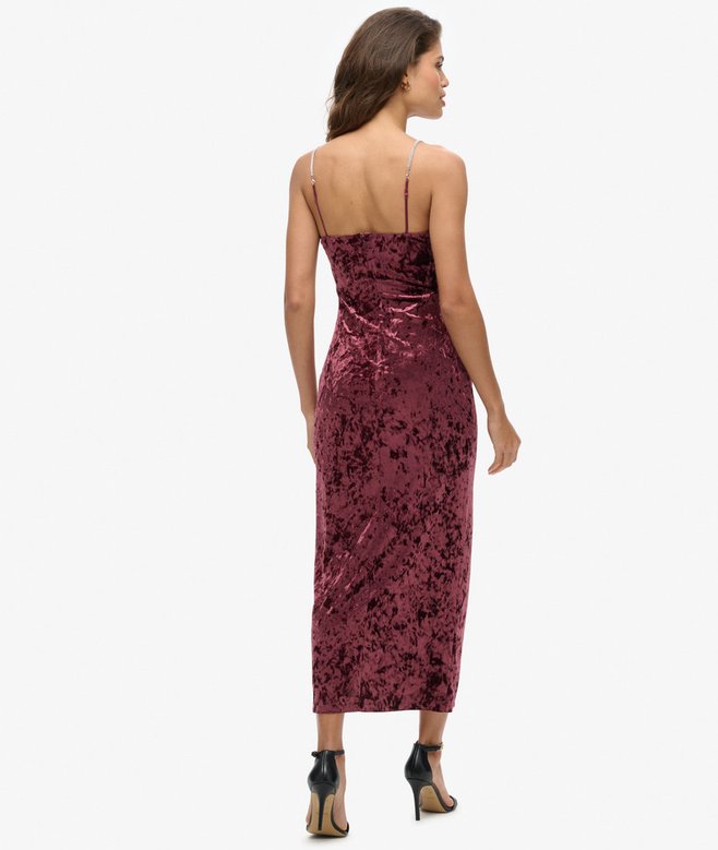 Superdry Vestido Largo De Terciopelo Diamonte