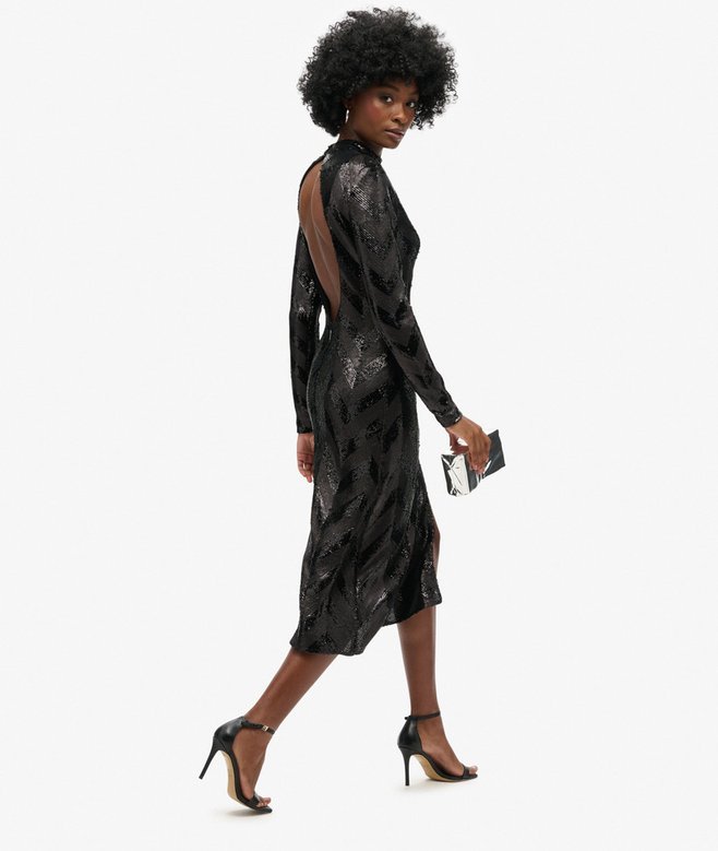 Superdry Vestido Midi Con Espalda Abierta Chevron