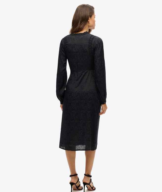 Superdry Vestido Midi Con Ribete De Encaje