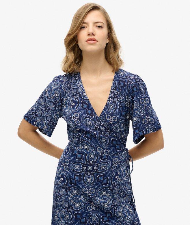 Superdry Vestido Midi Cruzado Con Estampado