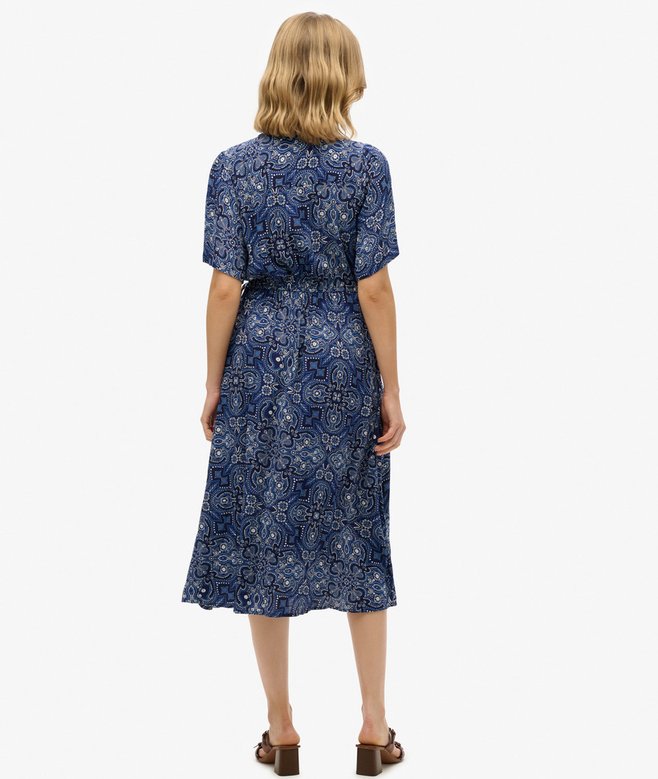 Superdry Vestido Midi Cruzado Con Estampado