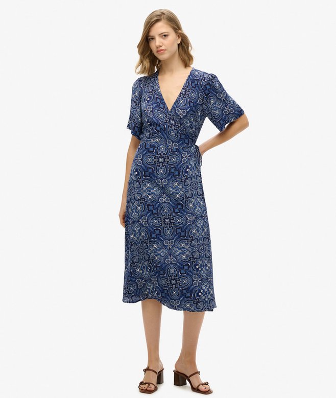 superdry Vestido midi cruzado con estampado