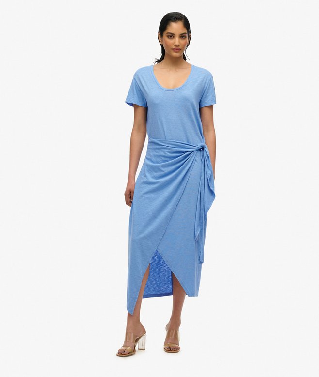 superdry Vestido midi cruzado flameado