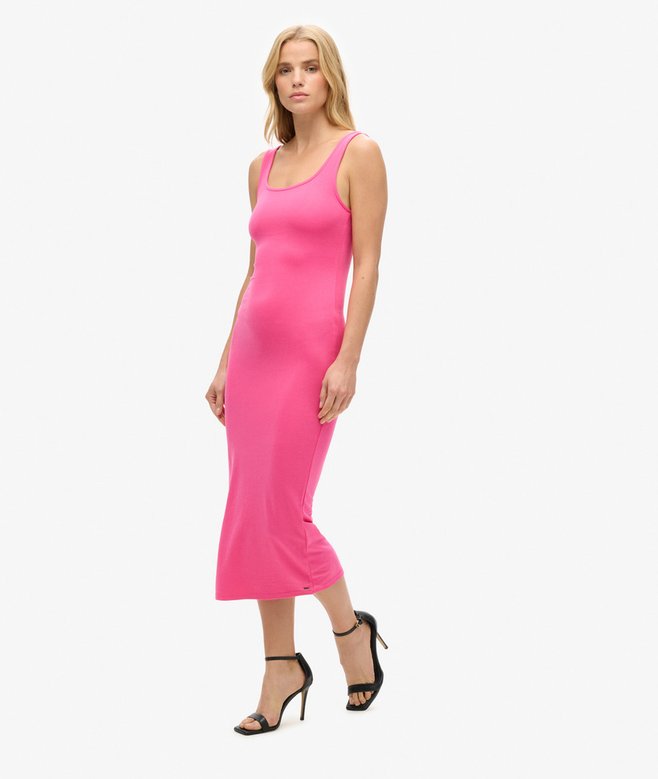Superdry Vestido Midi De Punto Con Escote Cuadrado