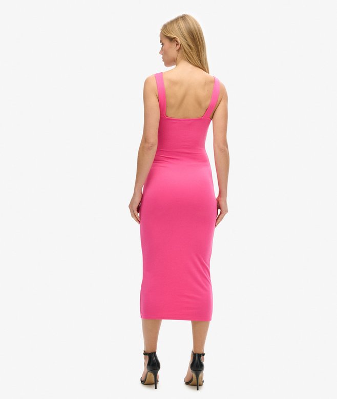 Superdry Vestido Midi De Punto Con Escote Cuadrado