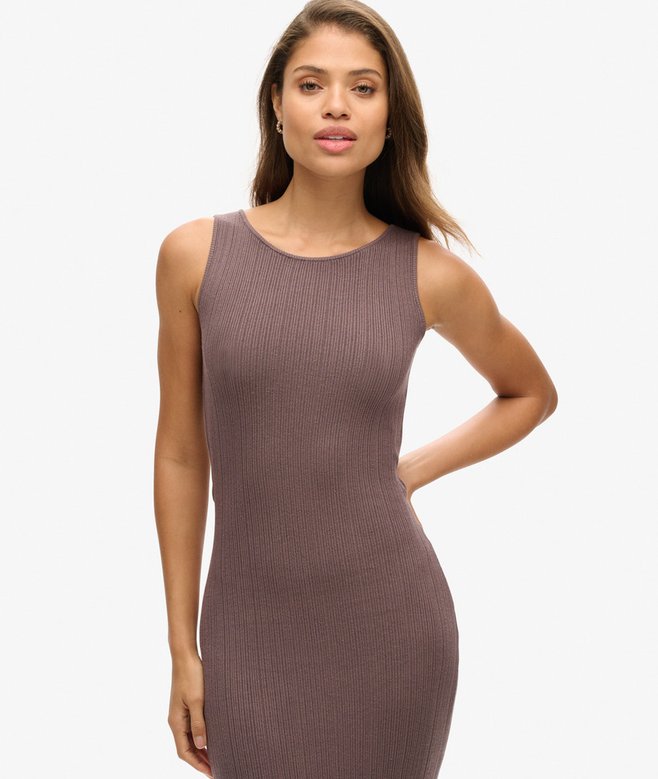 Superdry Vestido Midi De Punto Con Espalda Abierta