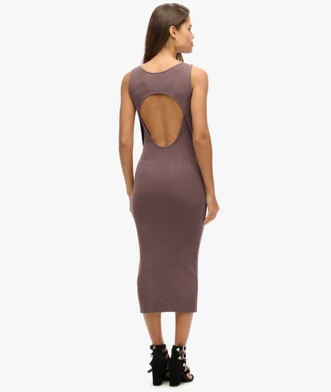 Superdry Vestido Midi De Punto Con Espalda Abierta