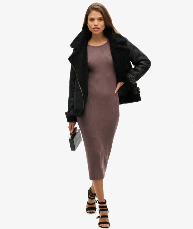 Superdry Vestido Midi De Punto Con Espalda Abierta