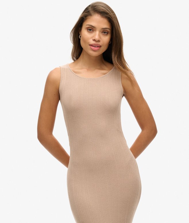 Superdry Vestido Midi De Punto Con Espalda Abierta