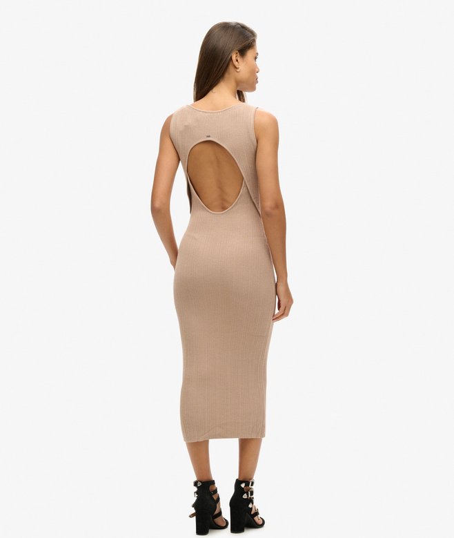 Superdry Vestido Midi De Punto Con Espalda Abierta