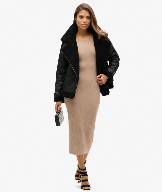 Superdry Vestido Midi De Punto Con Espalda Abierta
