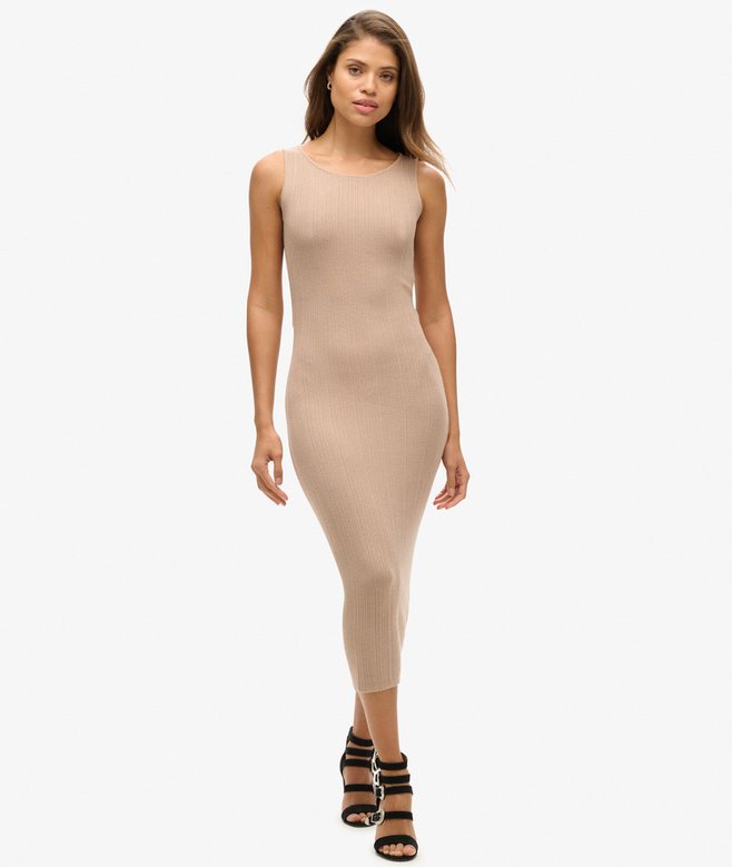 Superdry Vestido Midi De Punto Con Espalda Abierta