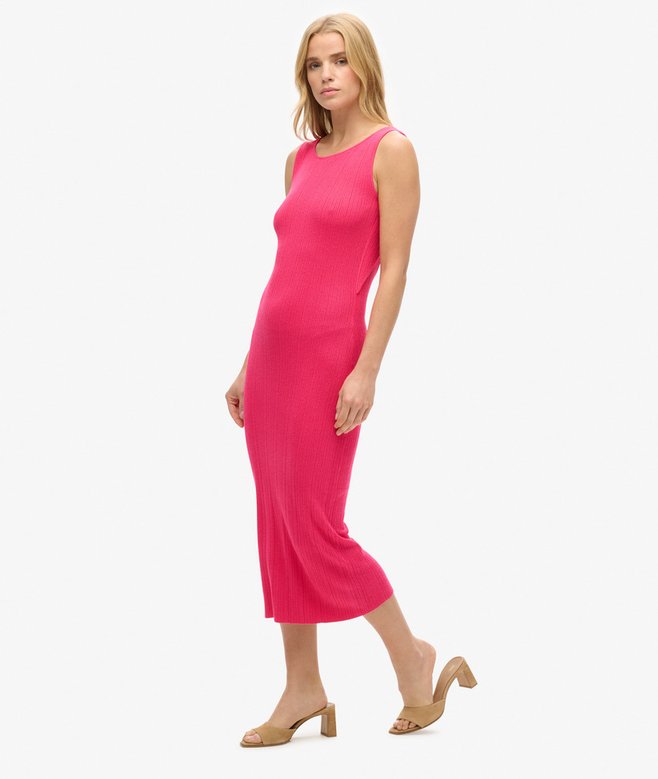 Superdry Vestido Midi De Punto Con Espalda Abierta
