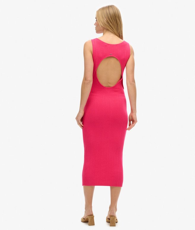 Superdry Vestido Midi De Punto Con Espalda Abierta
