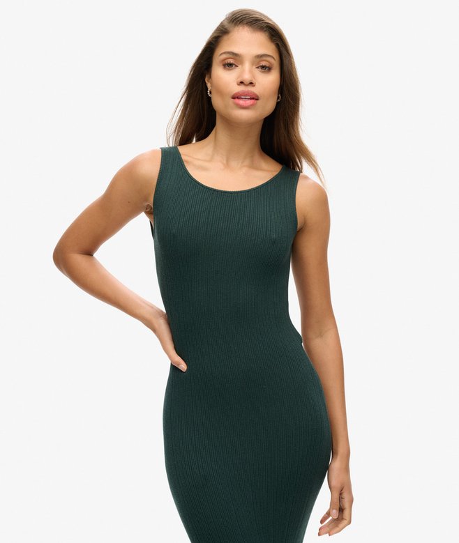Superdry Vestido Midi De Punto Con Espalda Abierta