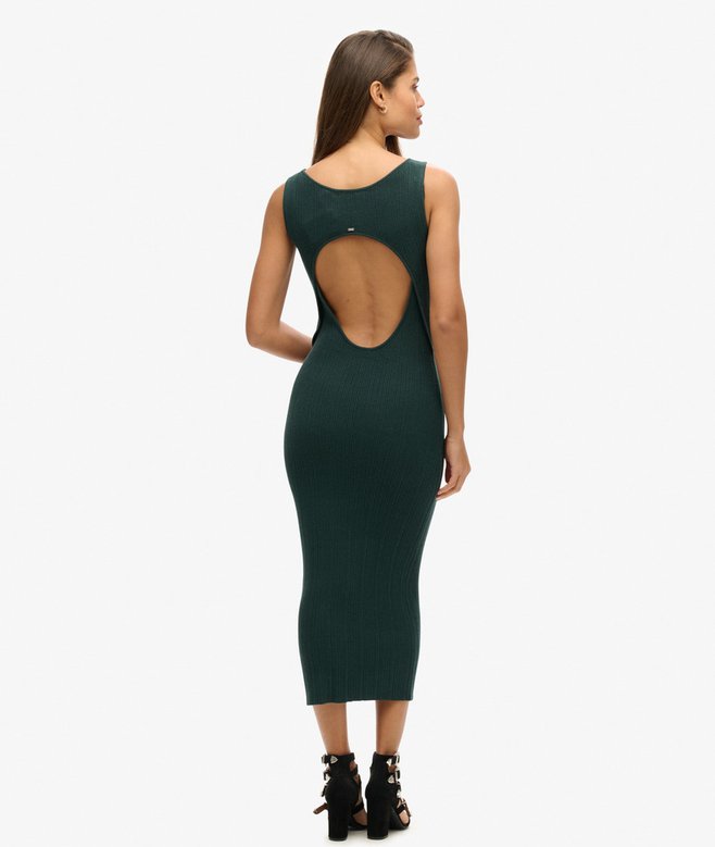 Superdry Vestido Midi De Punto Con Espalda Abierta