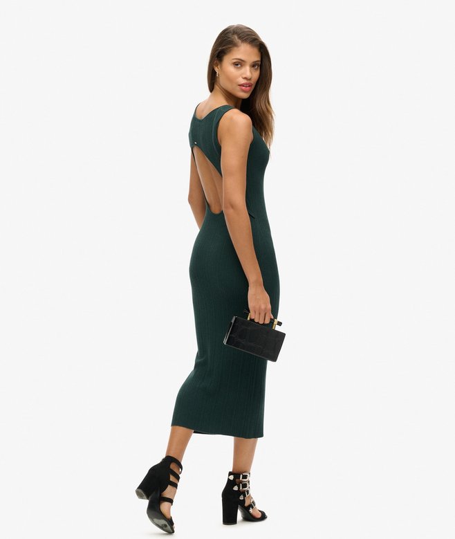 Superdry Vestido Midi De Punto Con Espalda Abierta