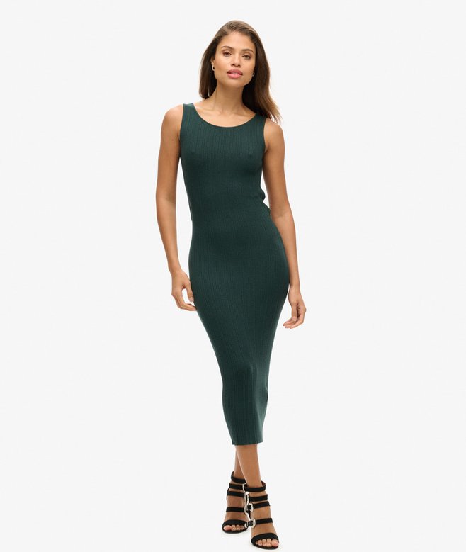 superdry Vestido midi de punto con espalda abierta