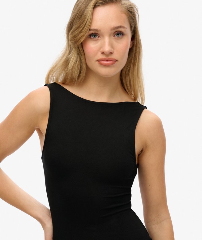 Superdry Vestido Midi De Punto Con Espalda Cruzada