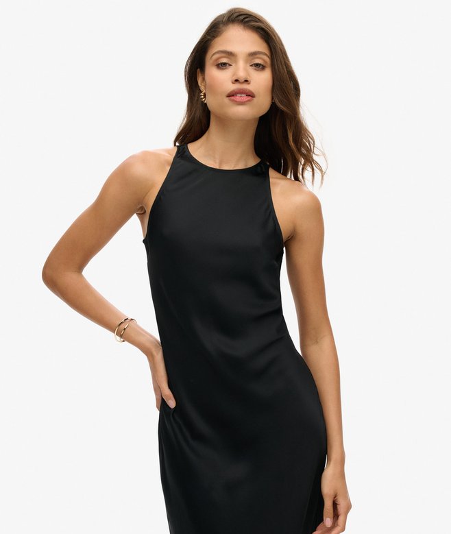 Superdry Vestido Midi De Raso Con Espalda Olímpica
