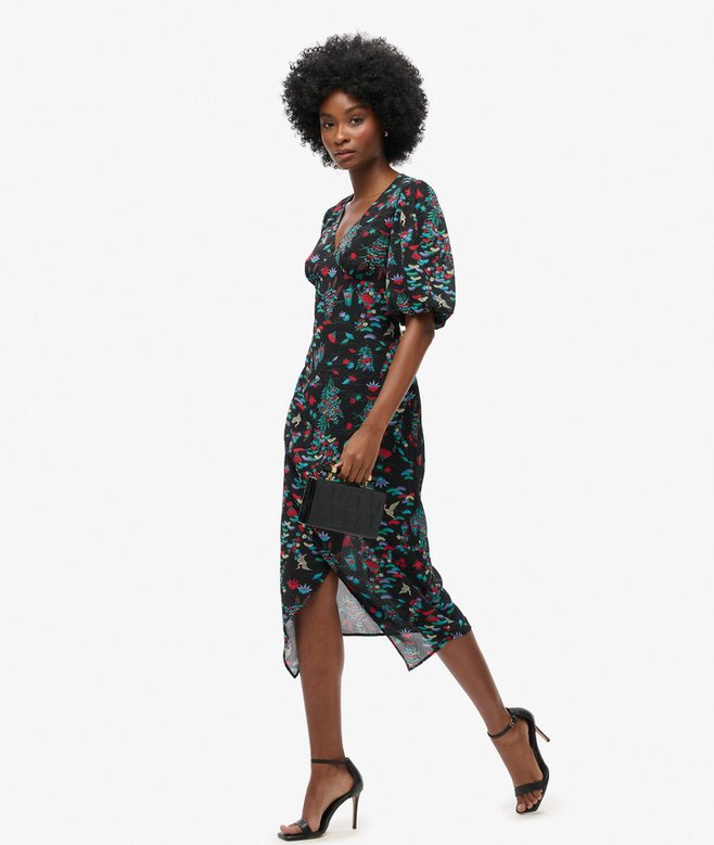 Superdry Vestido Midi Transparente De Manga Corta