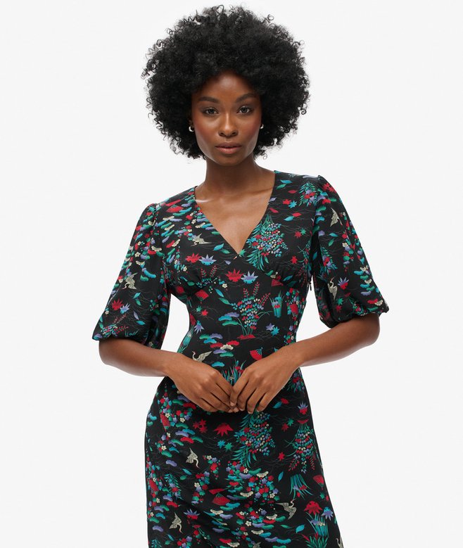 Superdry Vestido Midi Transparente De Manga Corta