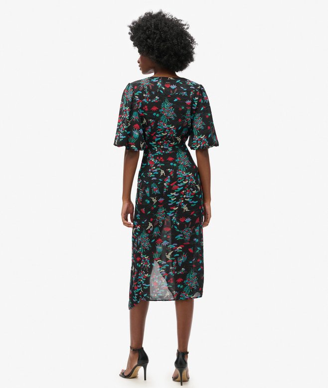 Superdry Vestido Midi Transparente De Manga Corta