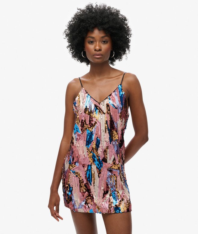 superdry Vestido mini de lentejuelas decorativo