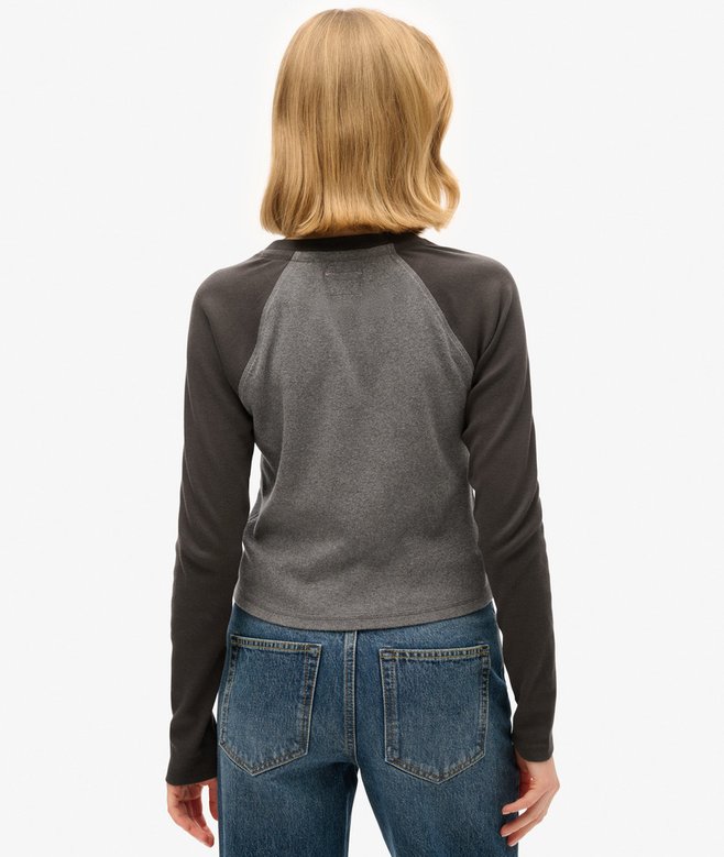 Superdry Top Ajustado De Canalé Y Manga Larga Athletic Essentials