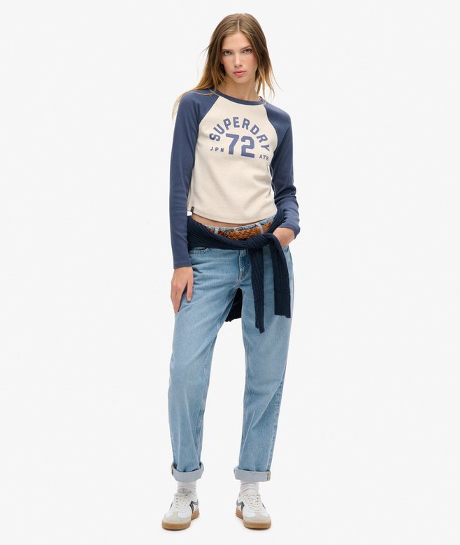 Superdry Top Ajustado De Canalé Y Manga Larga Athletic Essentials