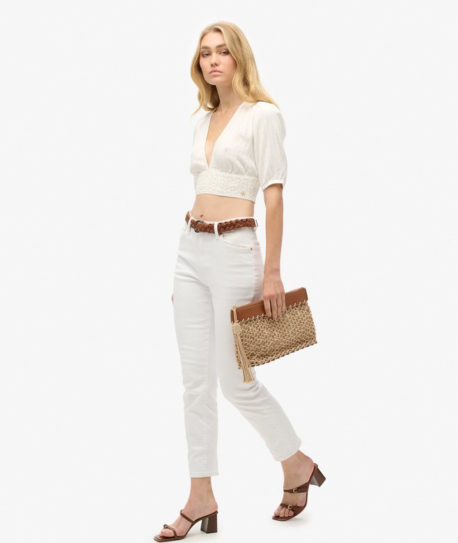 Superdry Top Con Ribete De Encaje De Manga Corta Ibiza