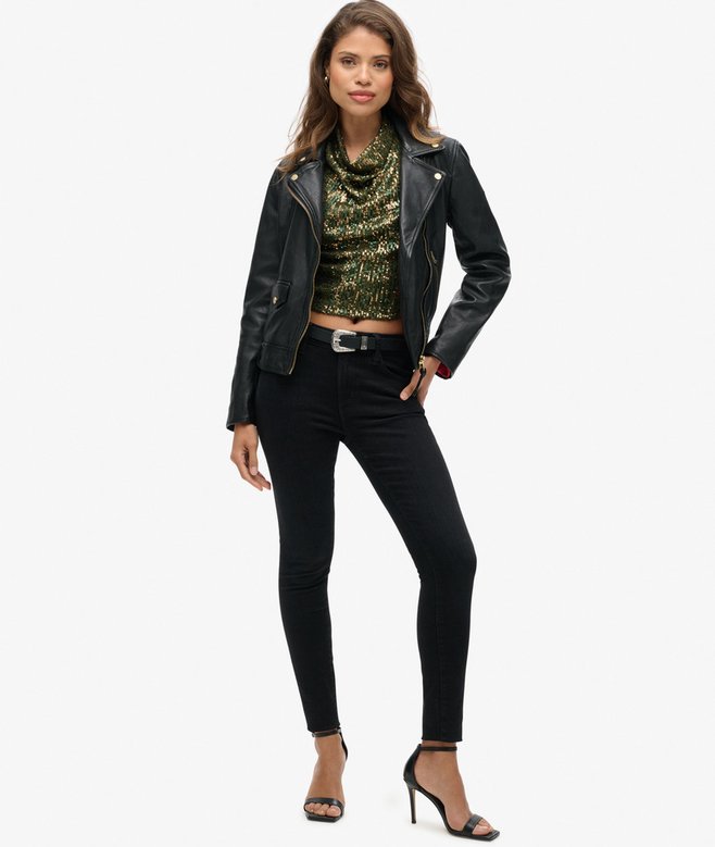 Superdry Top De Lentejuelas Con Cuello Halter Drapeado