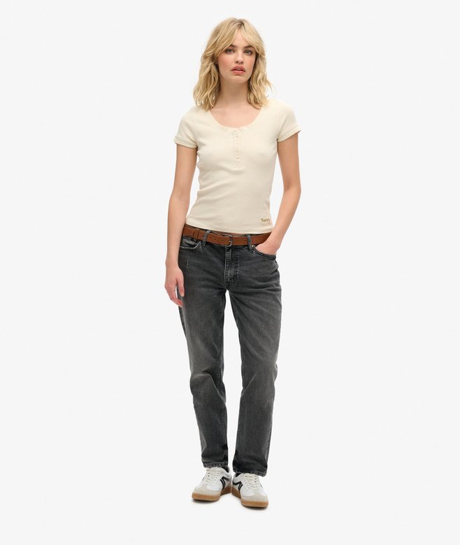 Superdry Top De Manga Corta Con Cuello Abotonado Essential
