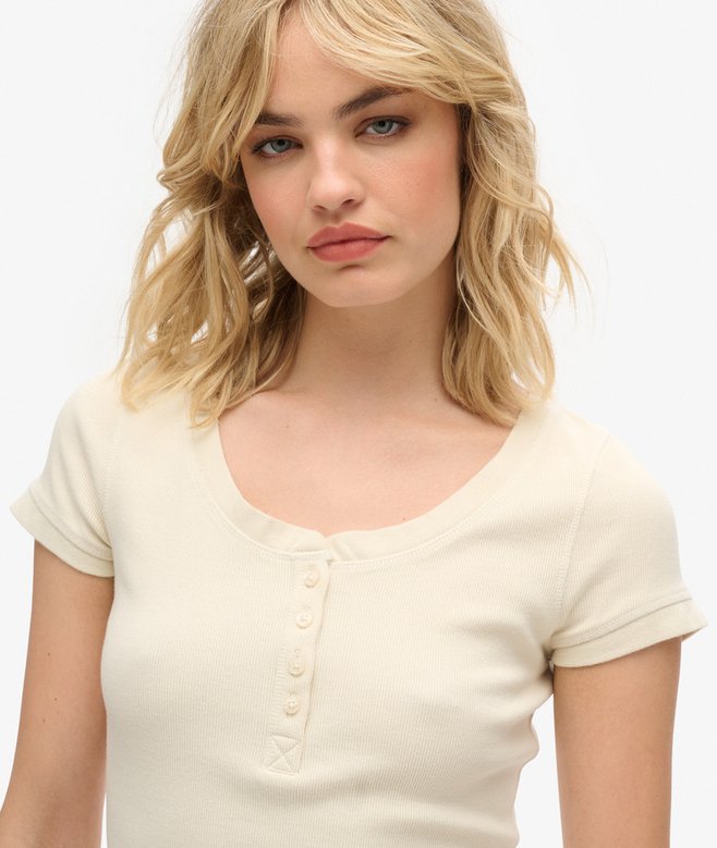 Superdry Top De Manga Corta Con Cuello Abotonado Essential